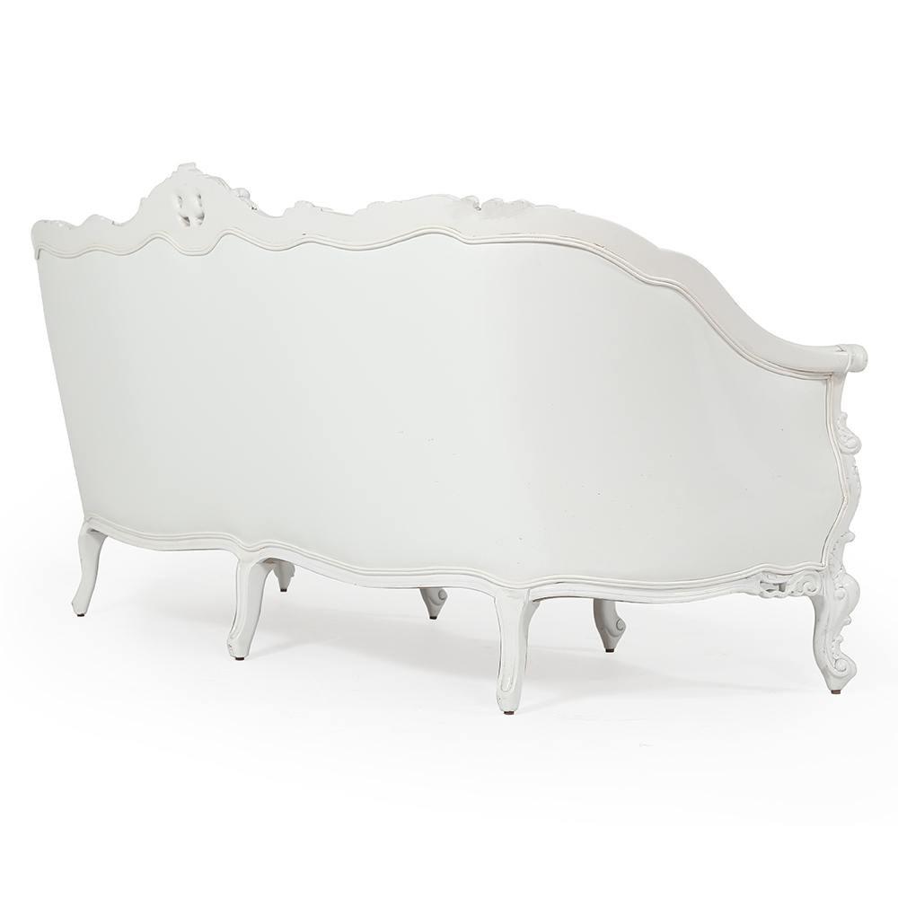 White Vinyl Victorian Sofa