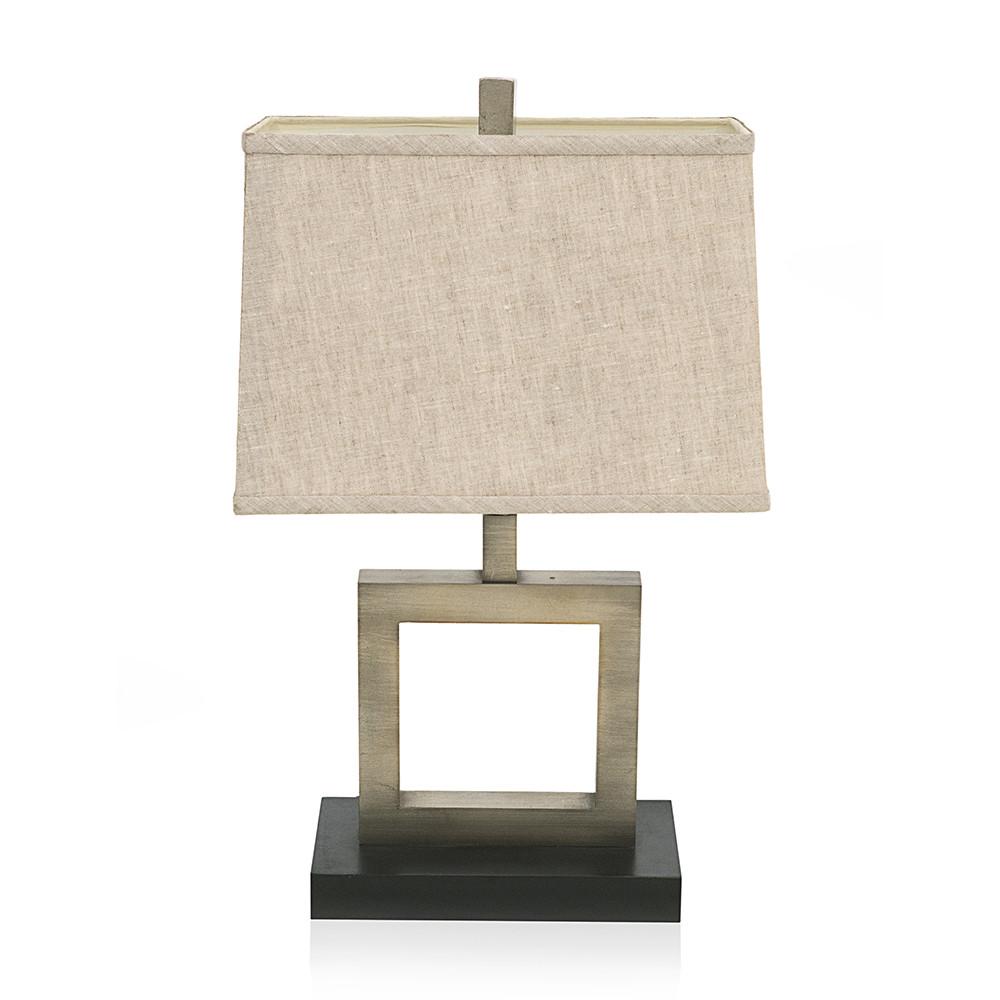 Square Base Cream Shade Metal Table Lamp