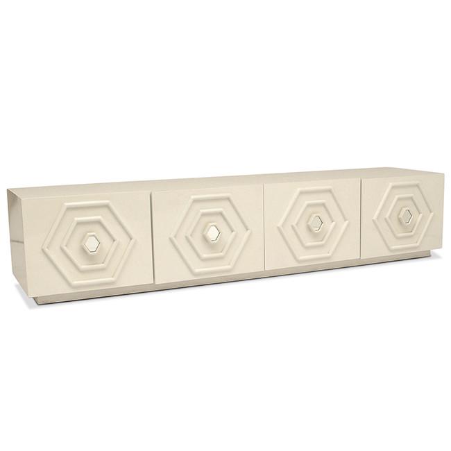 White 4 Hexagon Panel Credenza