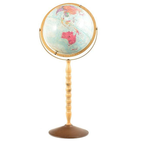 Blue Globe on Wood Floor Stand