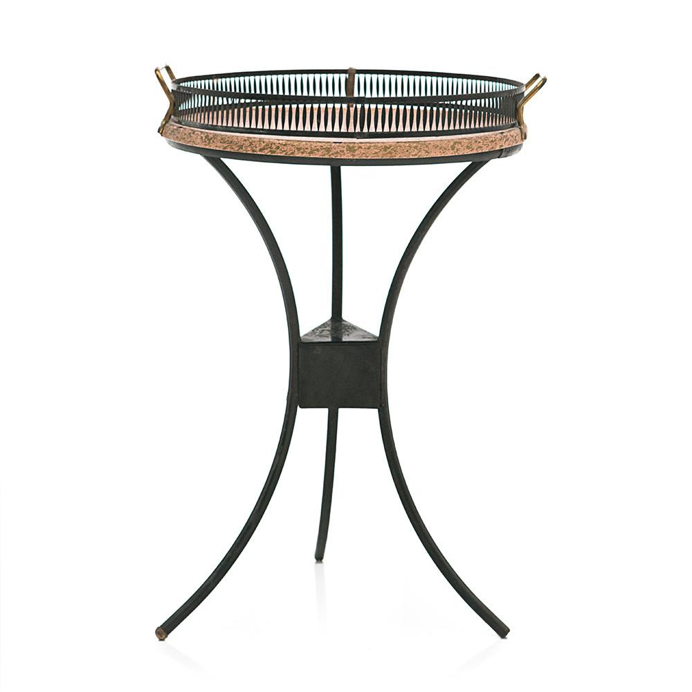 Black Wire & Gold Accent Three Legged Side Table