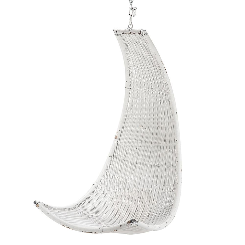 White Wicker Hanging Banana Chair