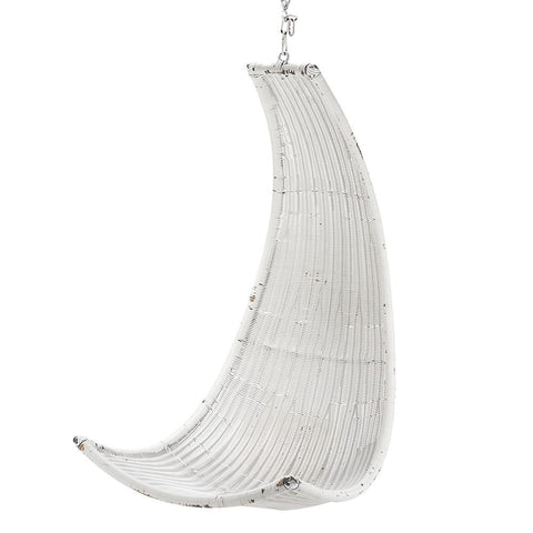 White Wicker Hanging Banana Chair