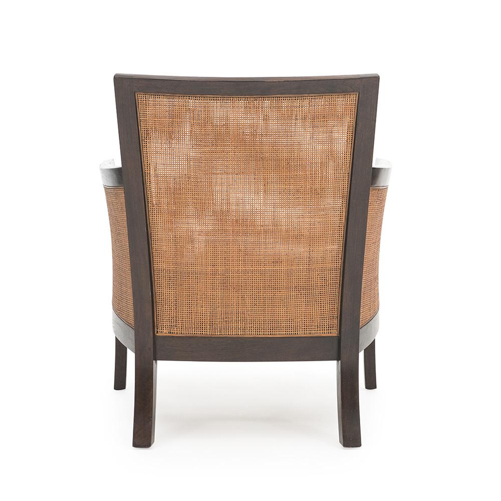 Cane & Brown Leather Wood Arm Chair