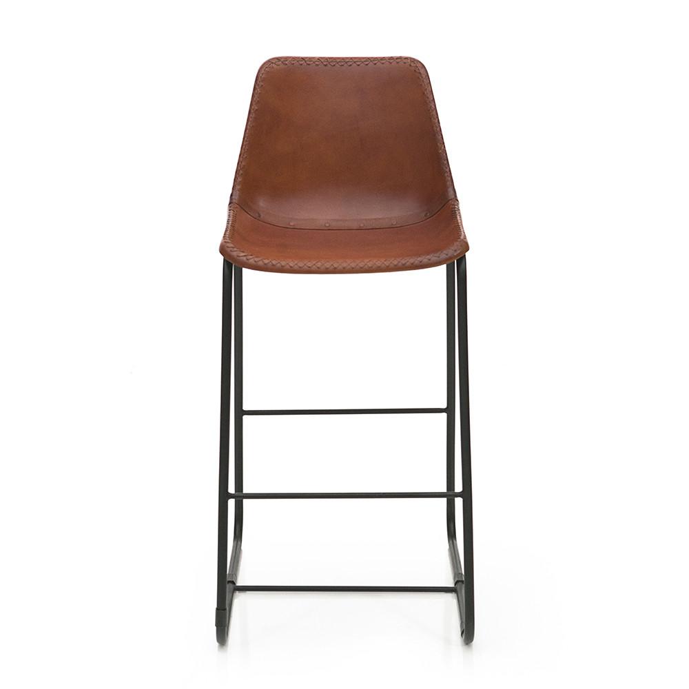 Brown Leather Roadhouse Bar Stool