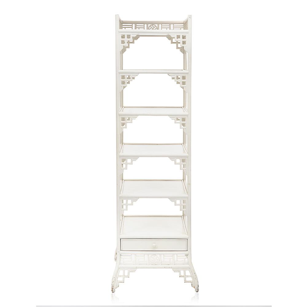 White Rattan Chinese-Style Shelf