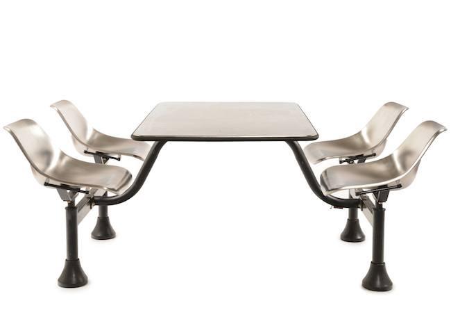 Silver Metal Cafeteria Seating Picnic Table