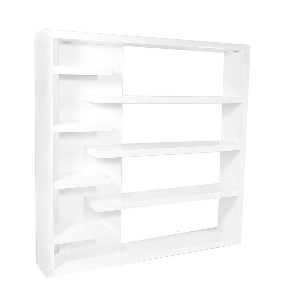 Large Modern Alternating White Lacquer Bookshelf