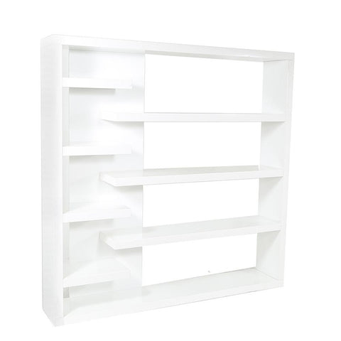 Large Modern Alternating White Lacquer Bookshelf