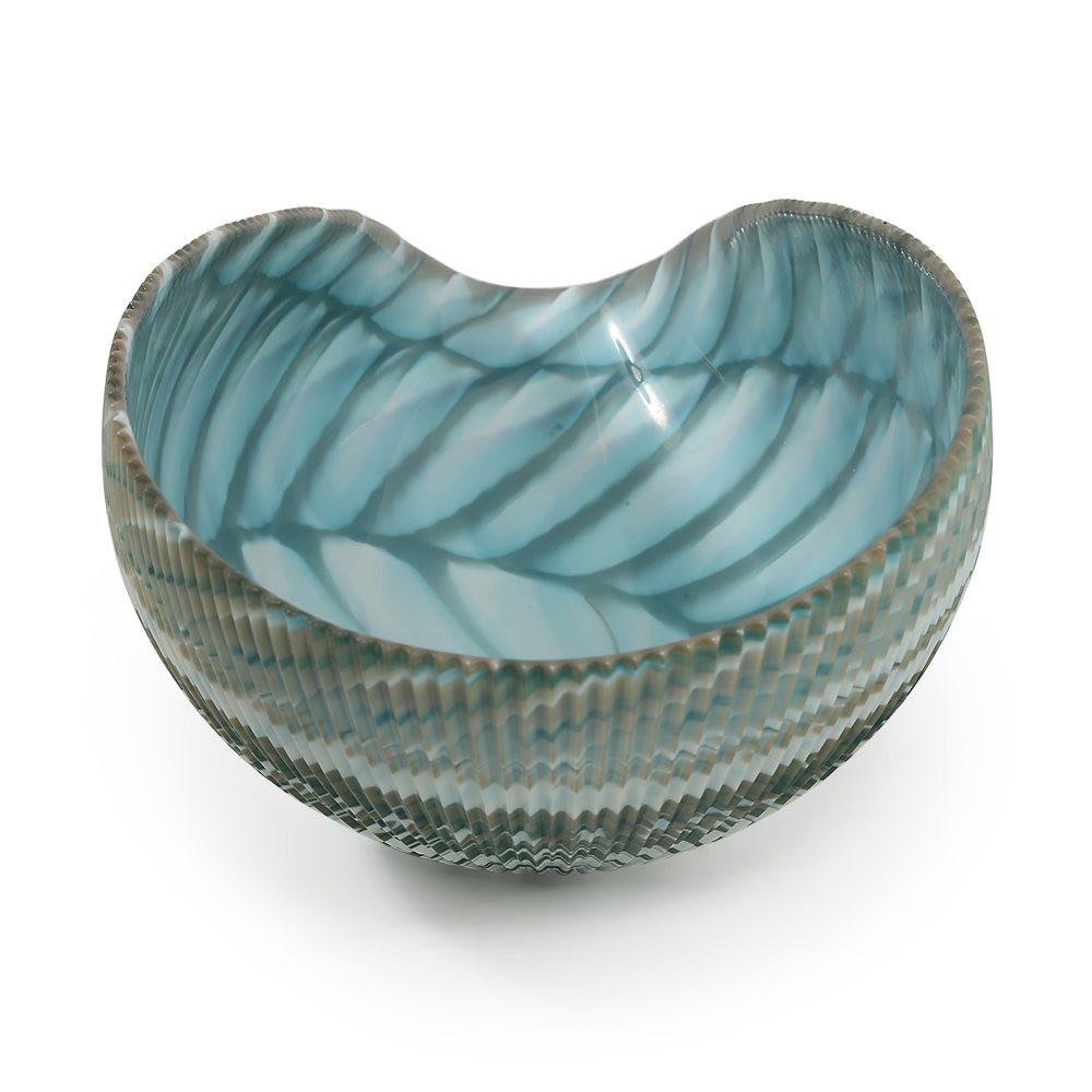 Blue Aqua Curled Shell Bowl (A+D)