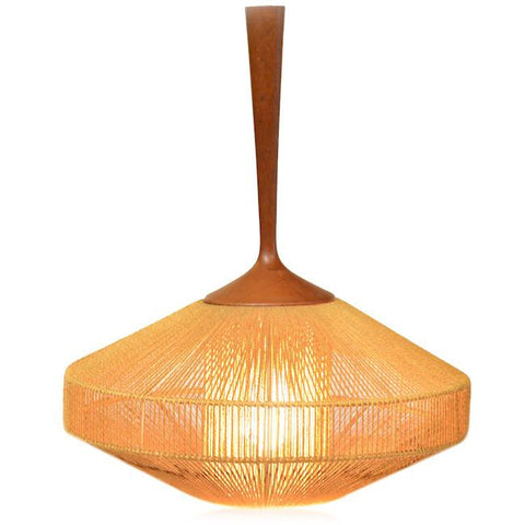 Brown String + Wood MCM Hanging Pendant