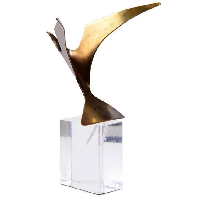 Brass Bird on Lucite Block