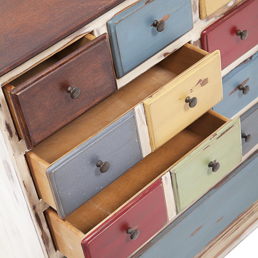 White Rustic Dresser with Colorful Drawers