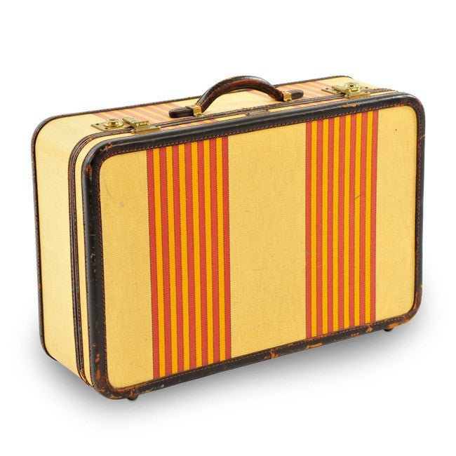 Yellow and Orange Striped Suitcase