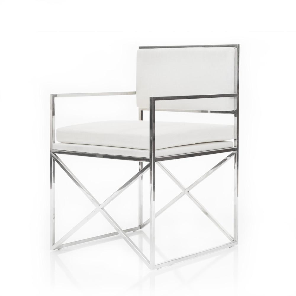 Modern Chrome and White Directors Chair