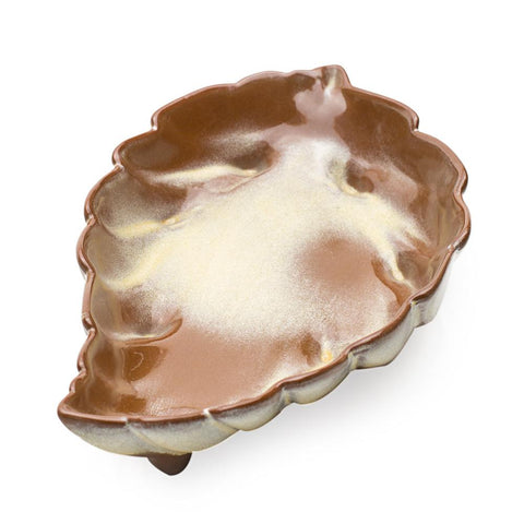 Brown Ceramic Leaf Ashtray