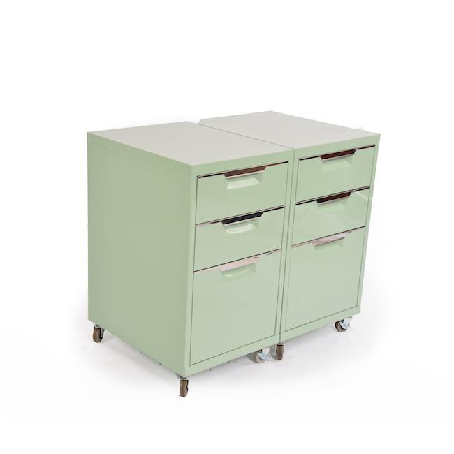 Mint Green Modern Rolling File Cabinet