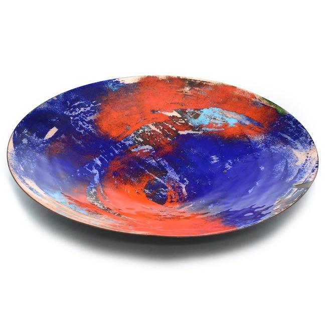 Blue + Red Enamel Plate