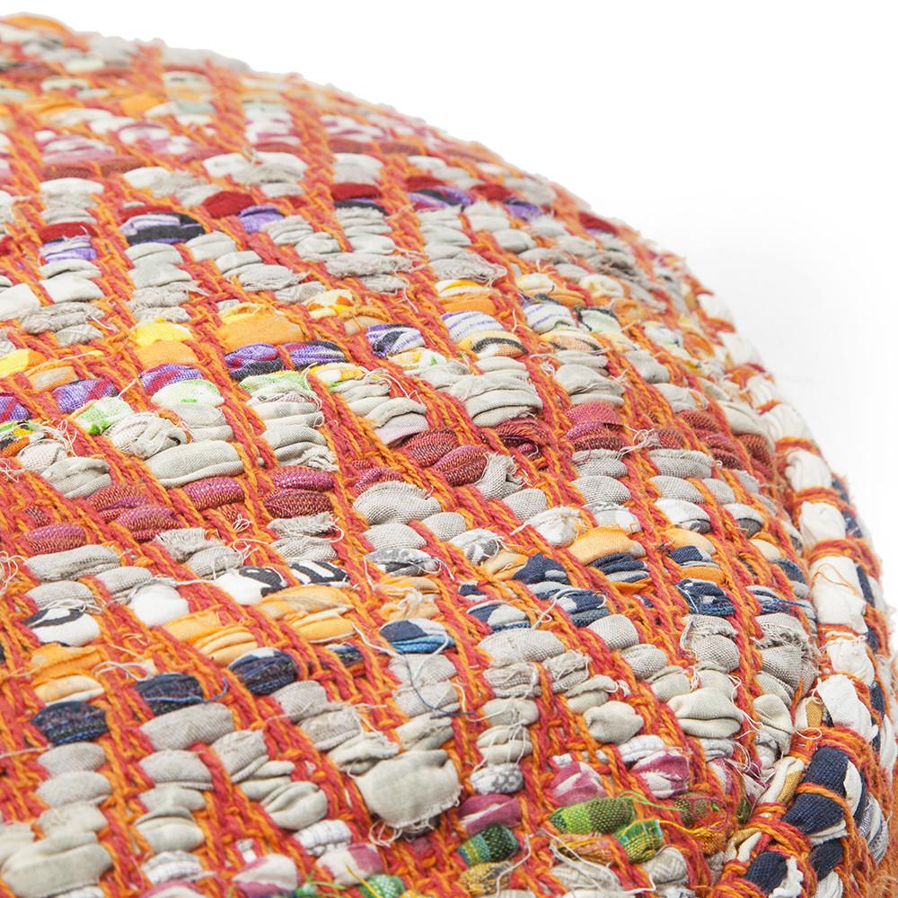 Red Orange Woven Bohemian Ottoman
