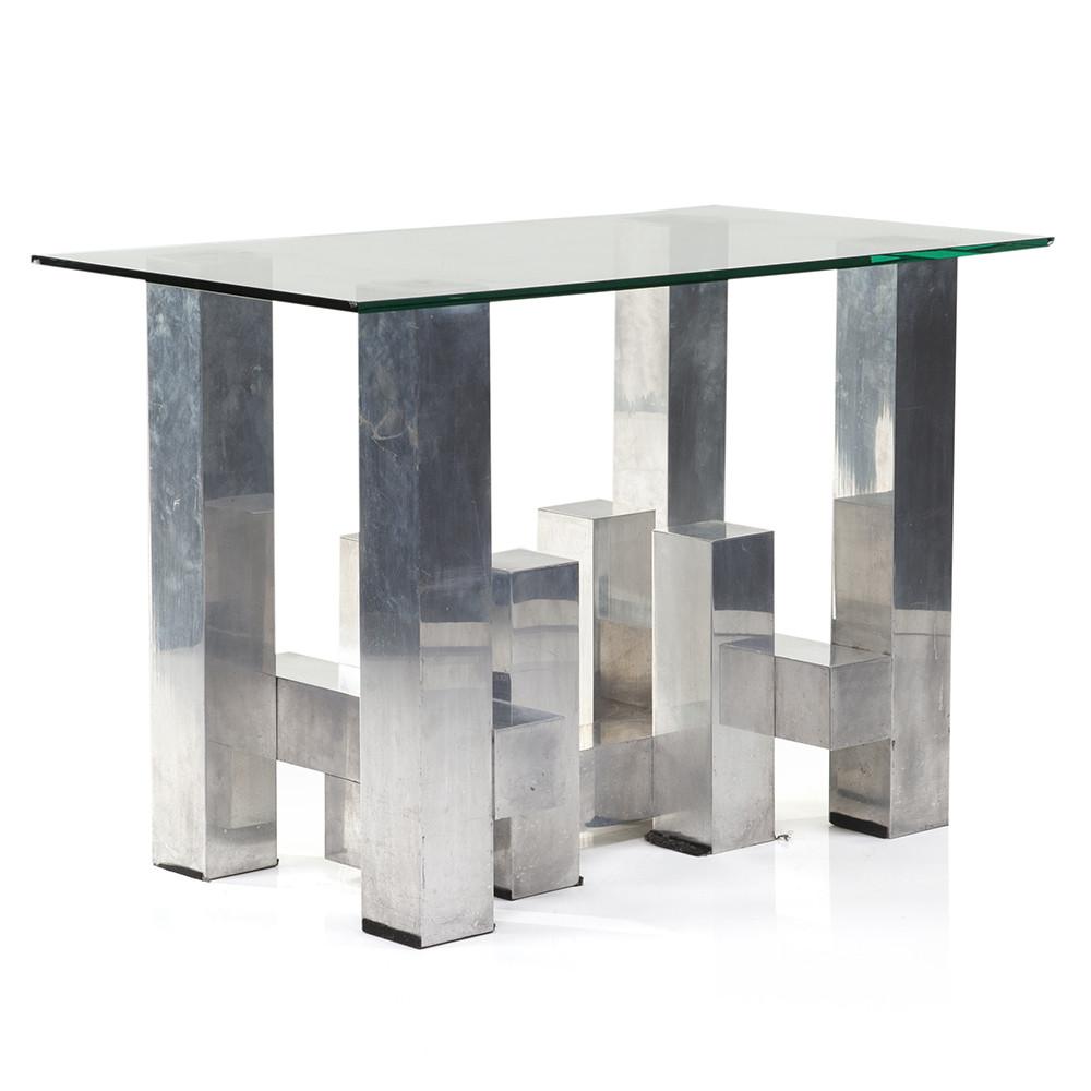 Chrome & Glass Blocks Paul Evans Console Table