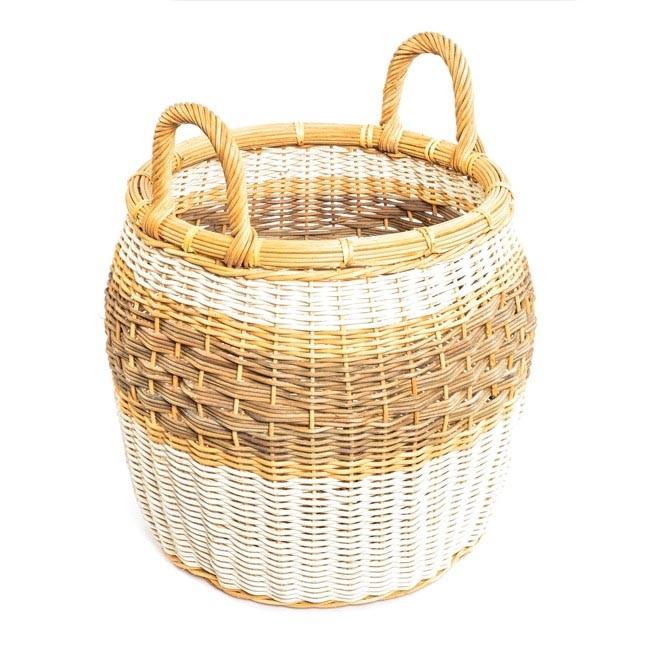 White Grey Wicker Dempsey Woven Basket (A+D)