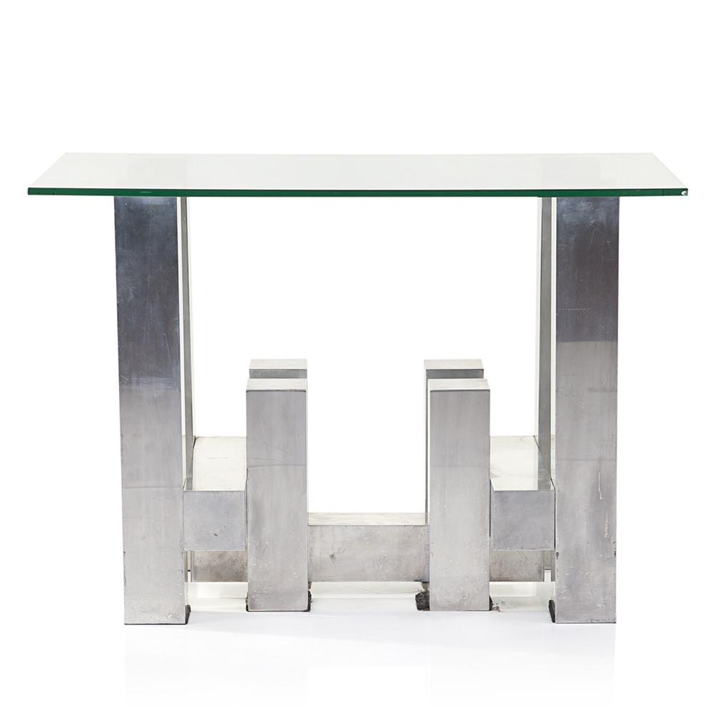 Chrome & Glass Blocks Paul Evans Console Table