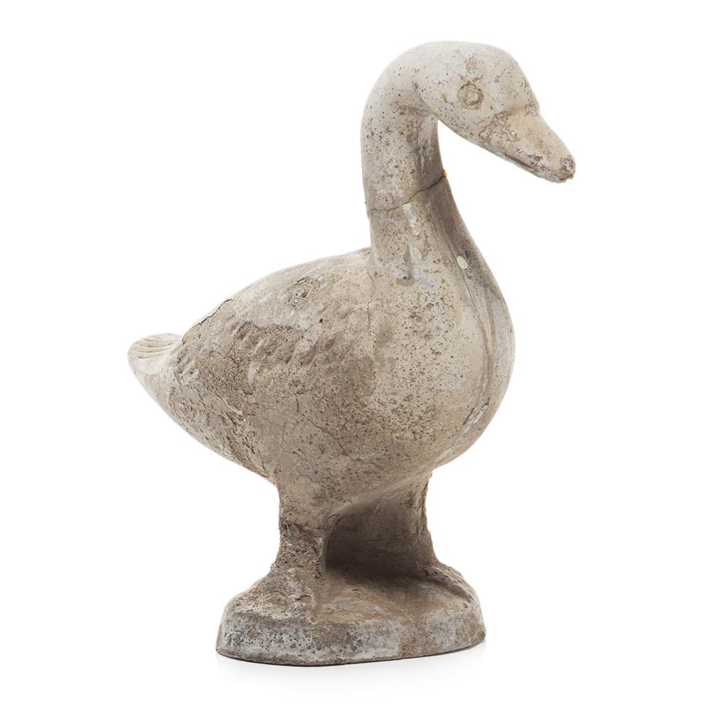 Grey Cement Duck Sculpture