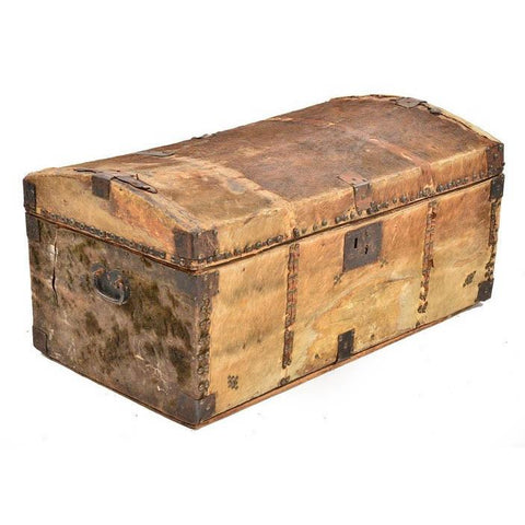Rustic Cowhide 1830's Trunk