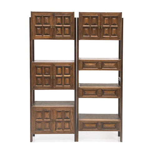 Dark Wood Block Cabinet 2 pc Shelf Unit