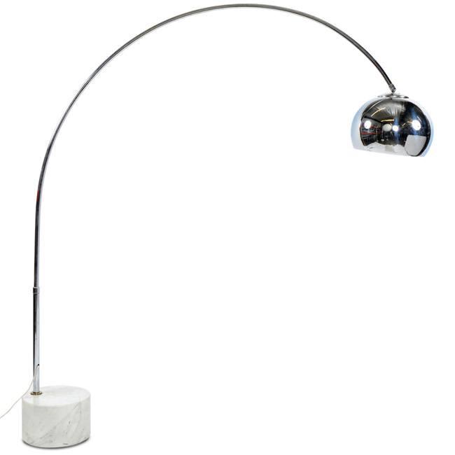 Arc Floor Lamp - Chrome w Marble Base