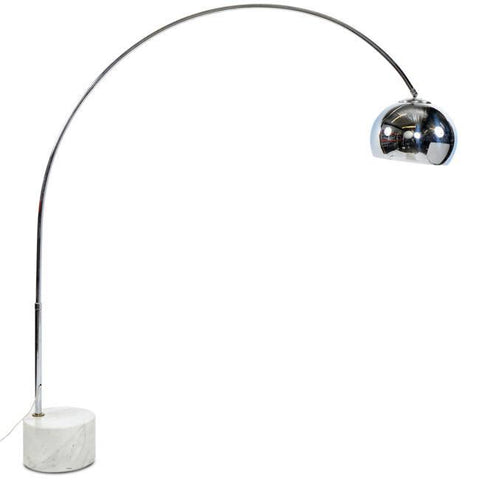 Arc Floor Lamp - Chrome w Marble Base