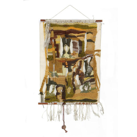 Brown Tones Small Abstract Woven Textile Artwork