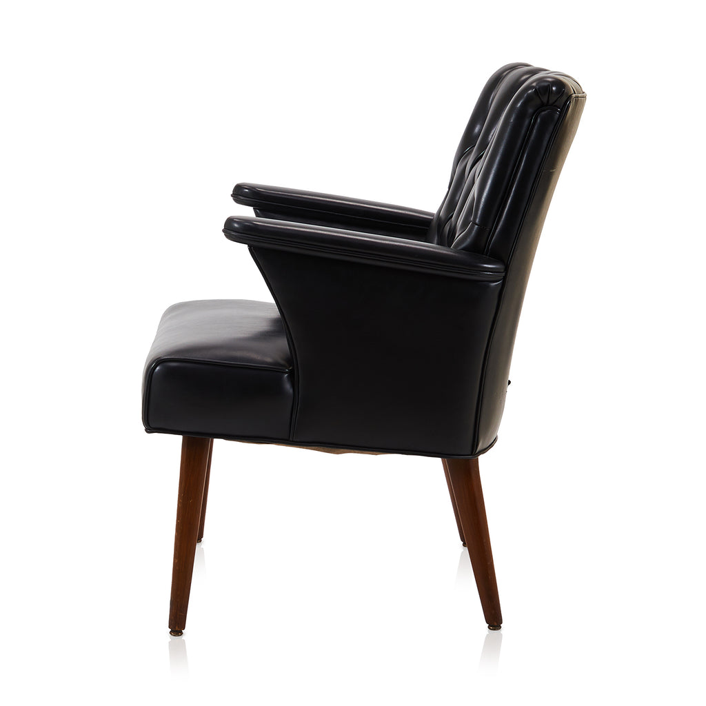 Black Tufted Leather Office Arm Chair