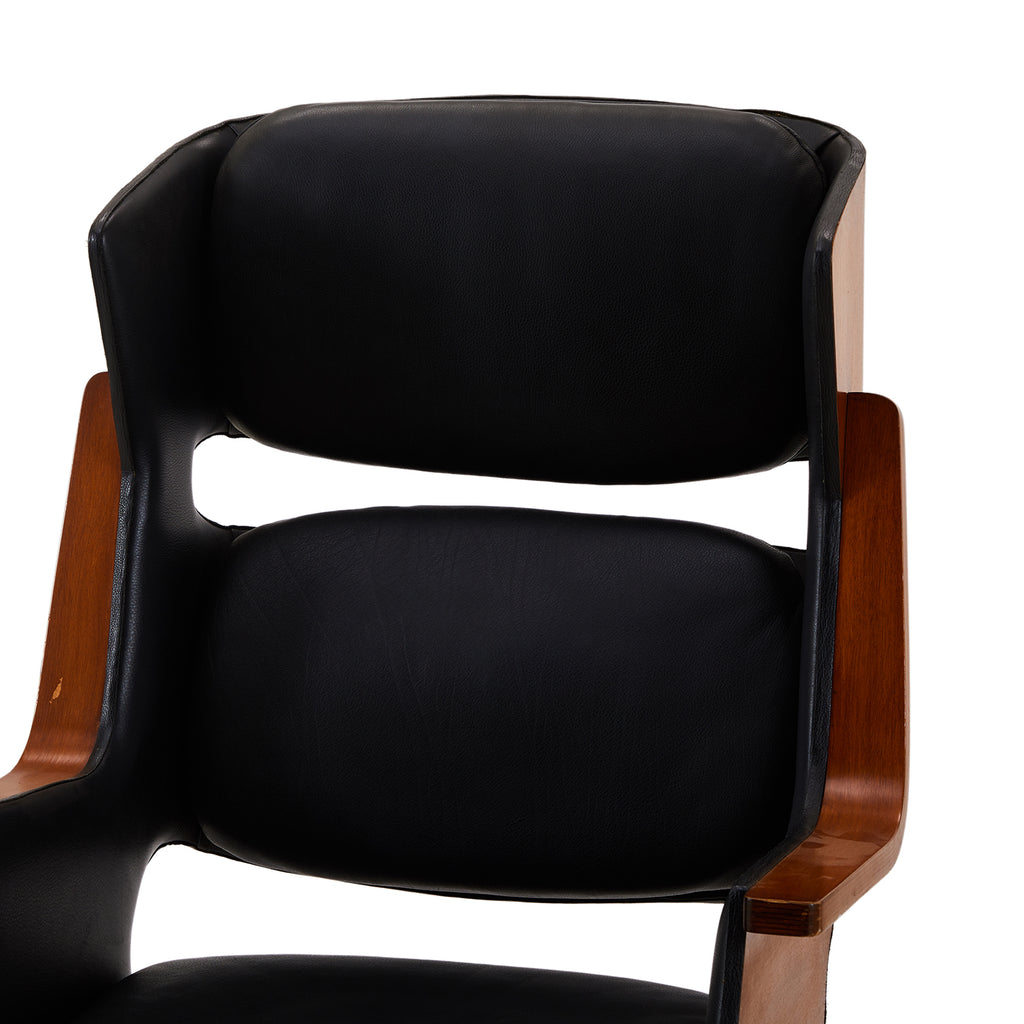 Black Leather & Bentwood Segmented Executive Chair