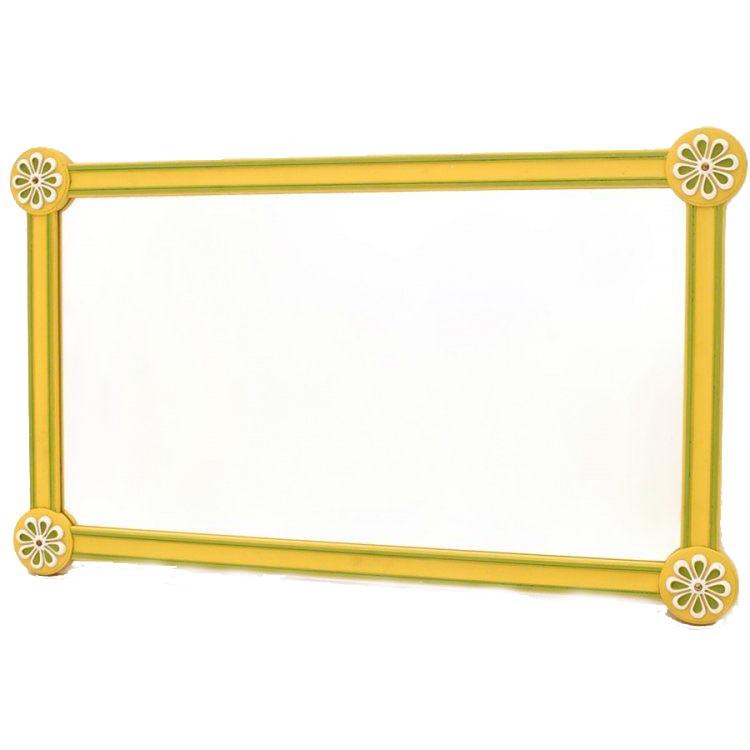 Yellow Plastic Rectangle Flower Corner Mirror